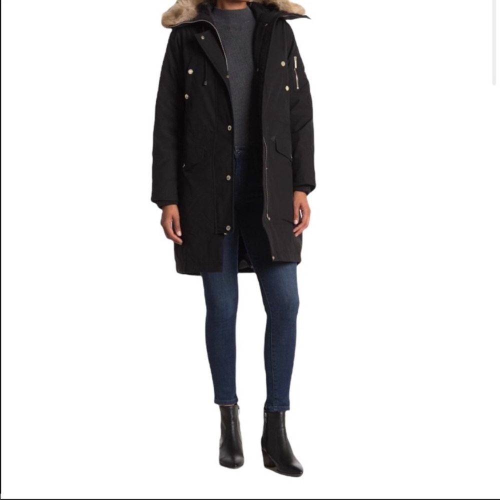 ✨Michael Kors Missy Faux Fur Down Fill Anorak Winter Puffer Jacket Coat XSmall